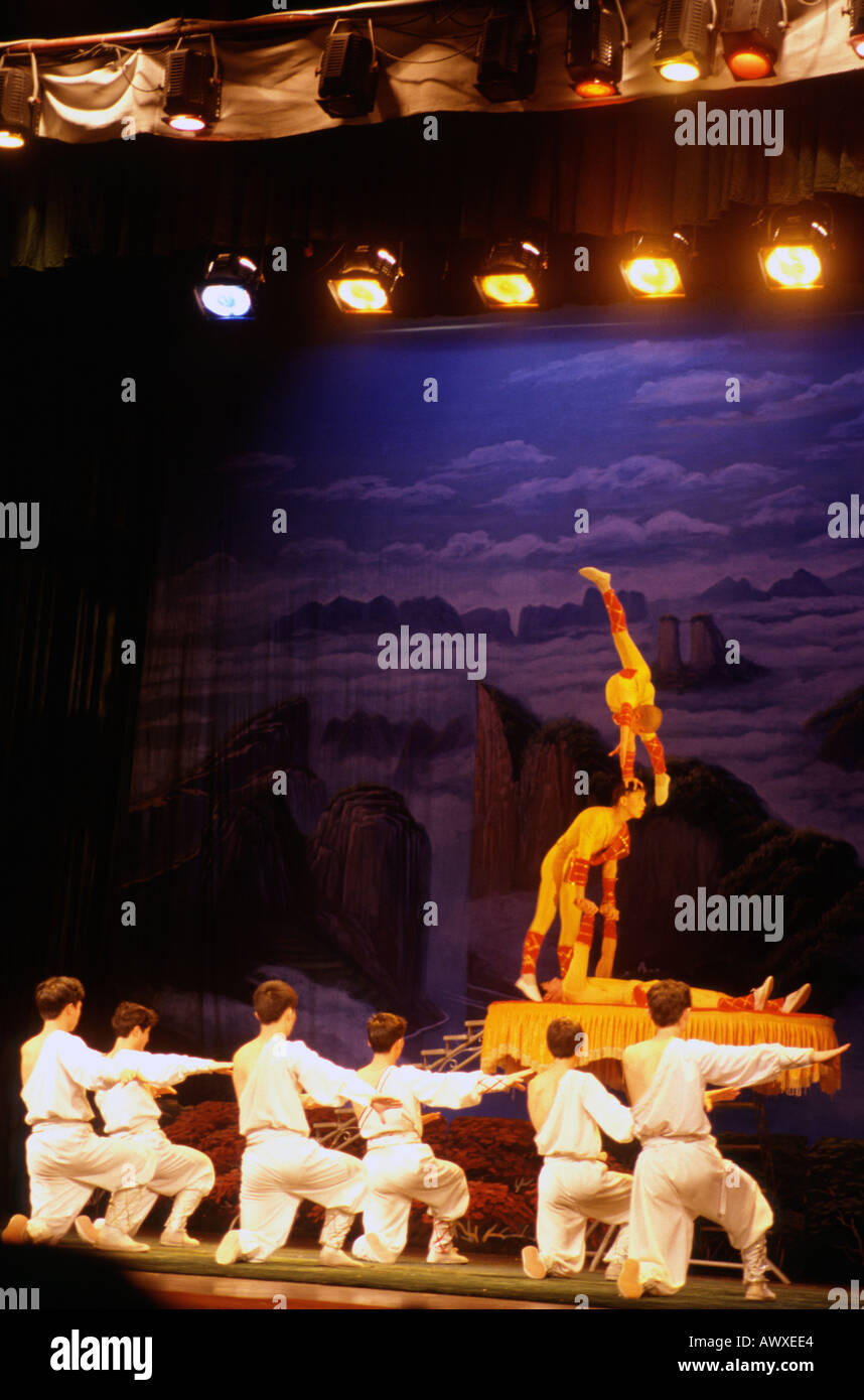 Acrobatic performance in Chaoyang Theatre Beijing China Stock Photo