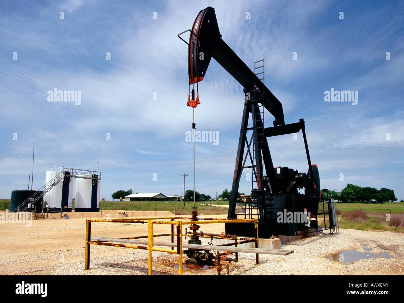 Crude oil pump jack, nodding donkey or oil jack rig in Texas USA. Oil