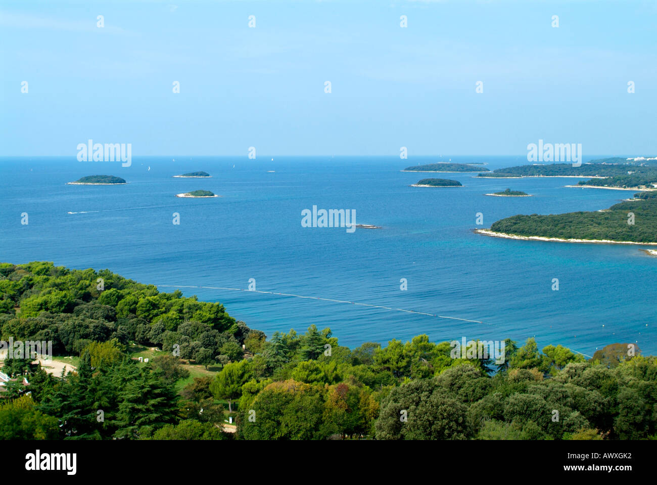 Tiny uninhabited islands of the Cost of Istria near Vrsar Croatia Stock Photo
