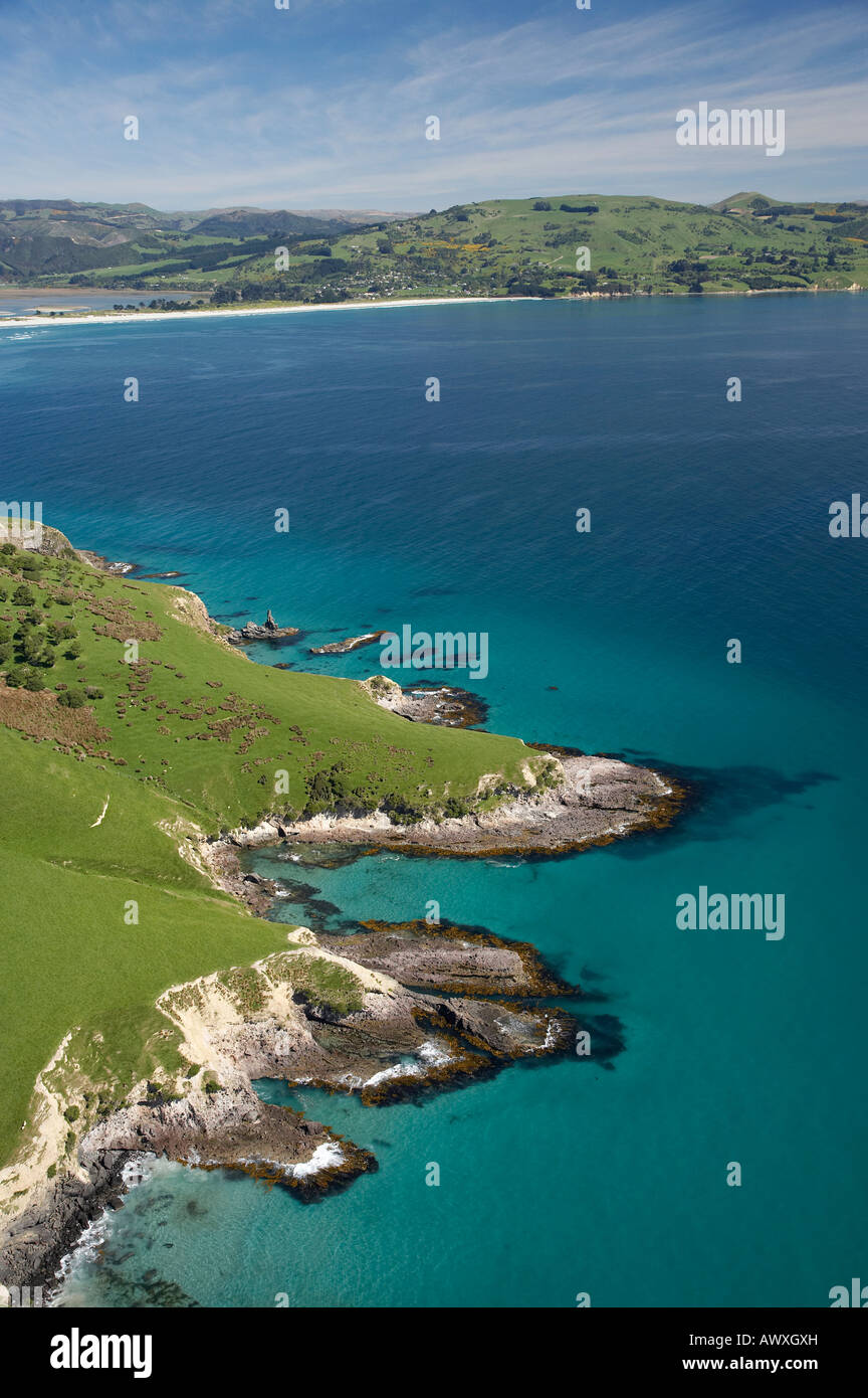 Potato Point Purakanui near Dunedin South Island New Zealand aerial Stock Photo