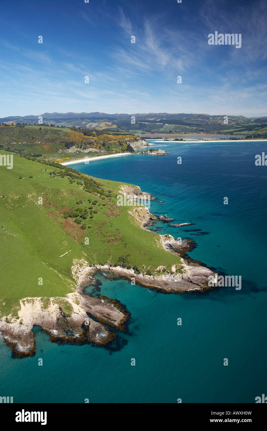 Potato Point Purakanui near Dunedin South Island New Zealand aerial Stock Photo