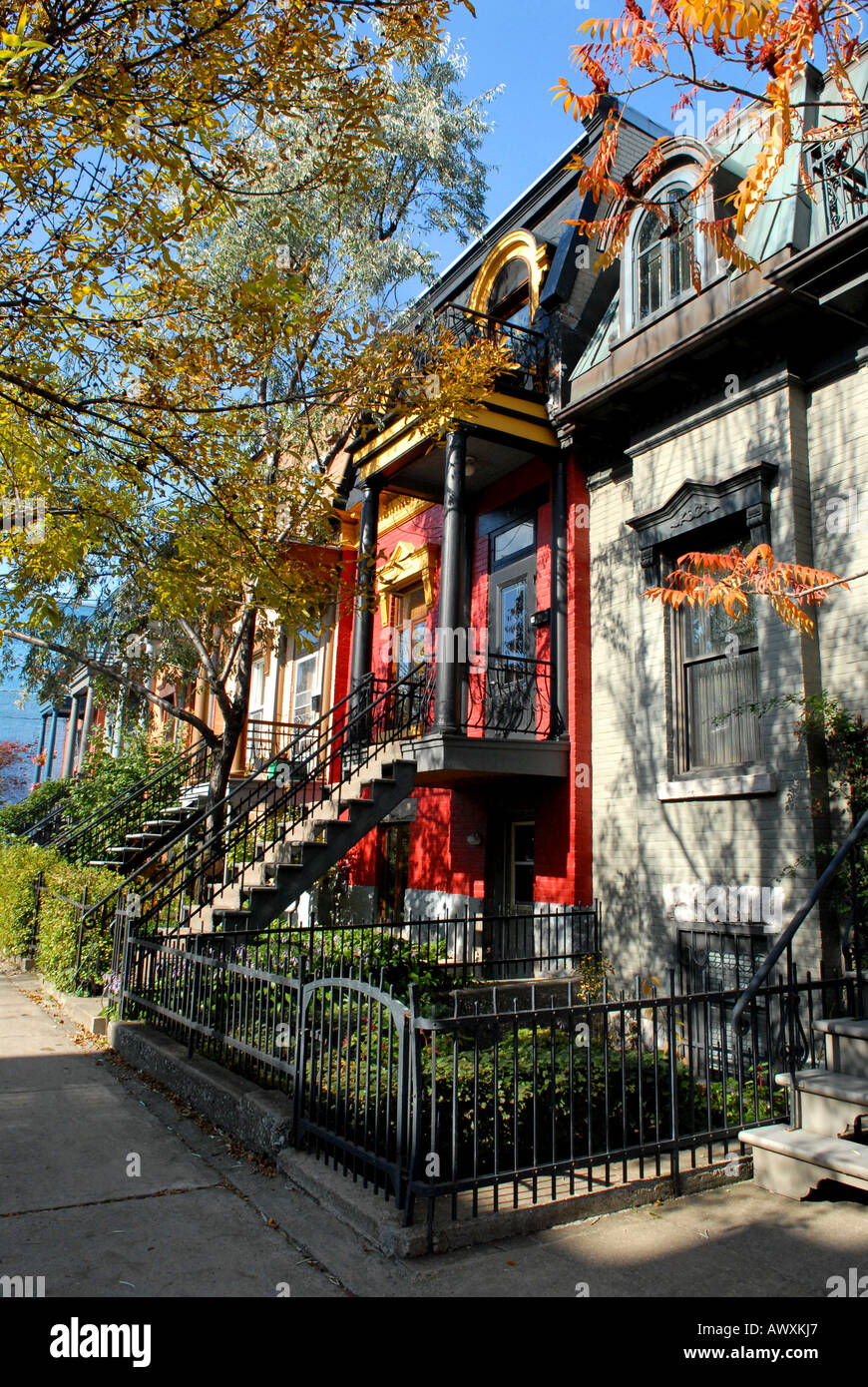 Typical plateau mont royal street montreal quebec canada stock photo