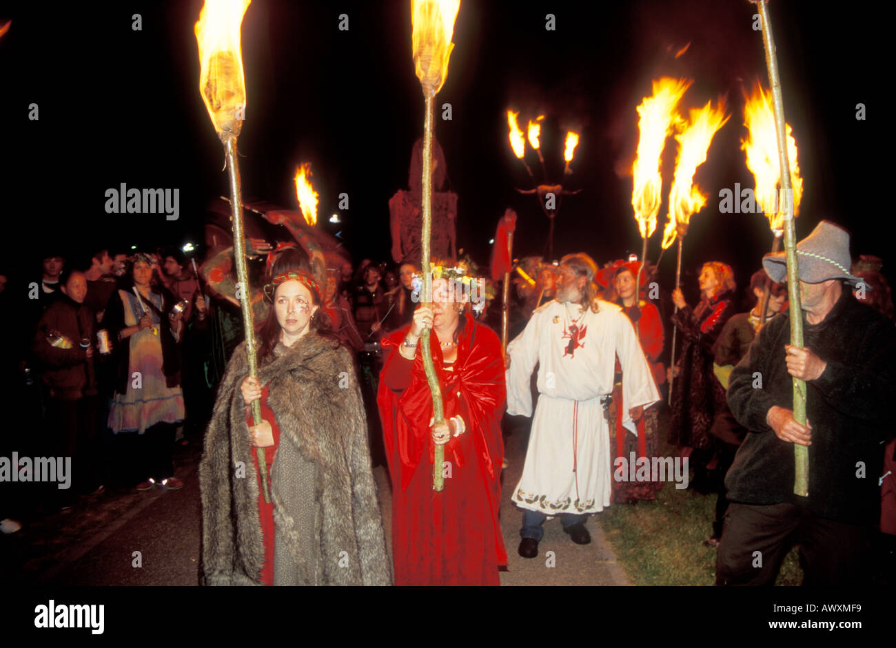 King Arthur chief Druid leading the procession, summer solstice at