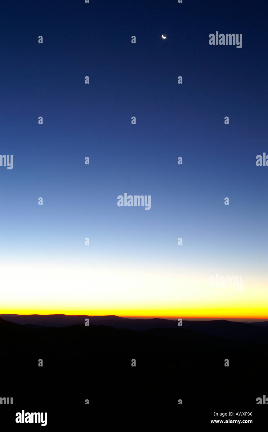 Silhouette of Gemer Region, from Nizke Tatry mountain range, Slovakia, before sunrise Stock Photo
