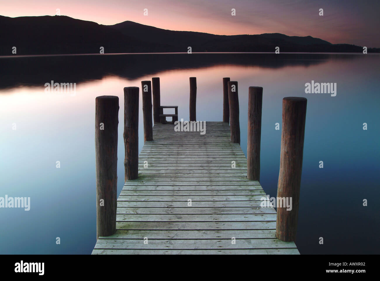 Old Jetty on Derwent Water at Evening Twilight, Near Keswick, Lake