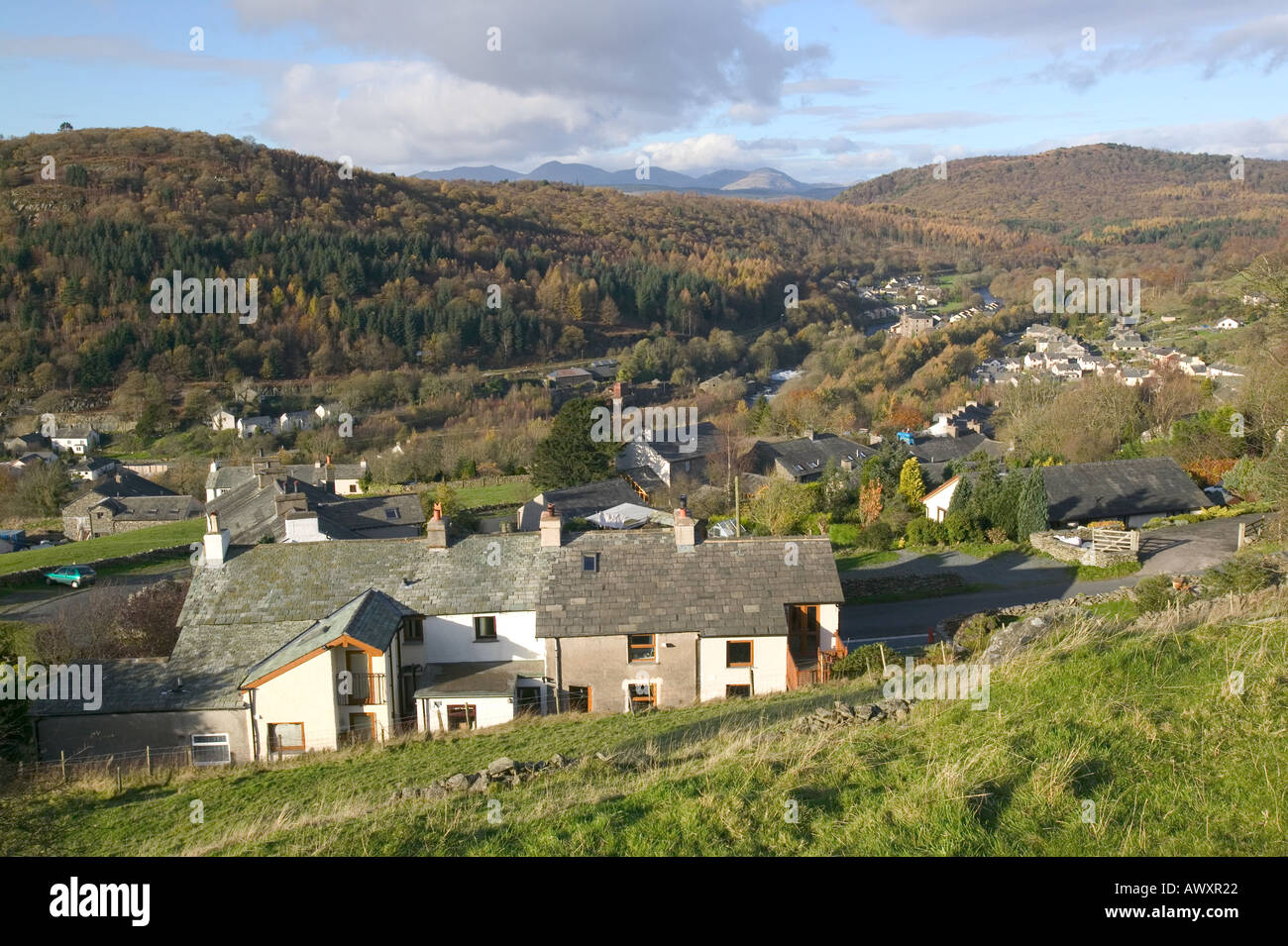 Brow Edge and Backbarrow at the foot of Lake windermere, with Coniston