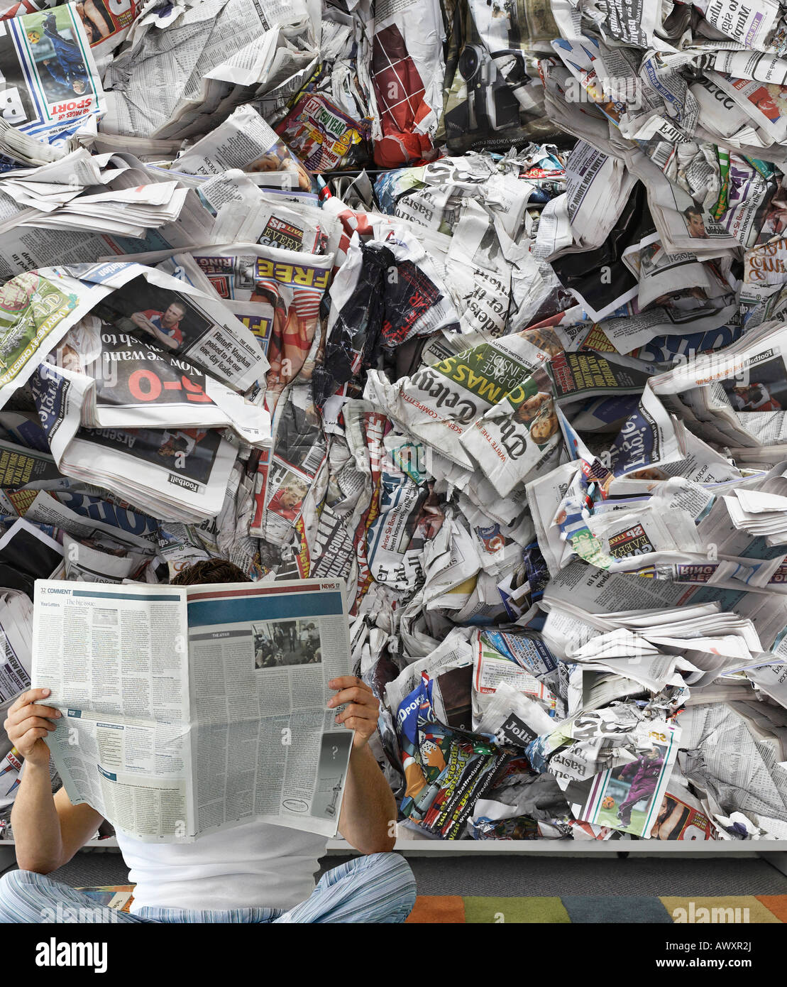 Man Reading Newspaper Stock Photo