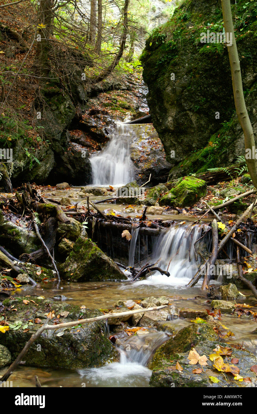 Waterfalls Of Autumnal Horne Diery Gorge, Mala Fatra Mountain Range 