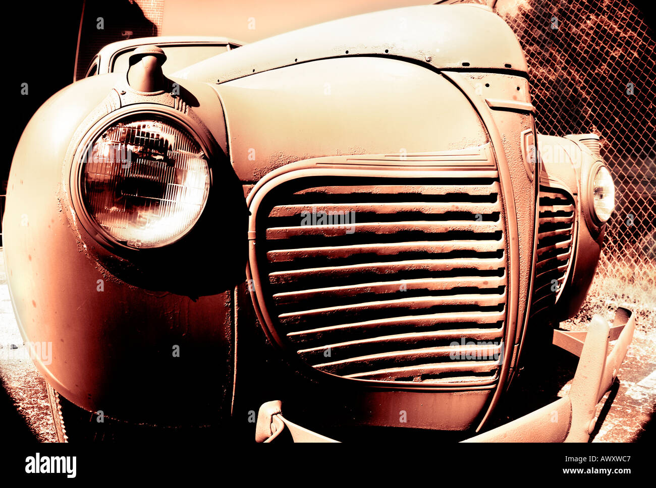 classic old automobile in sepia Stock Photo