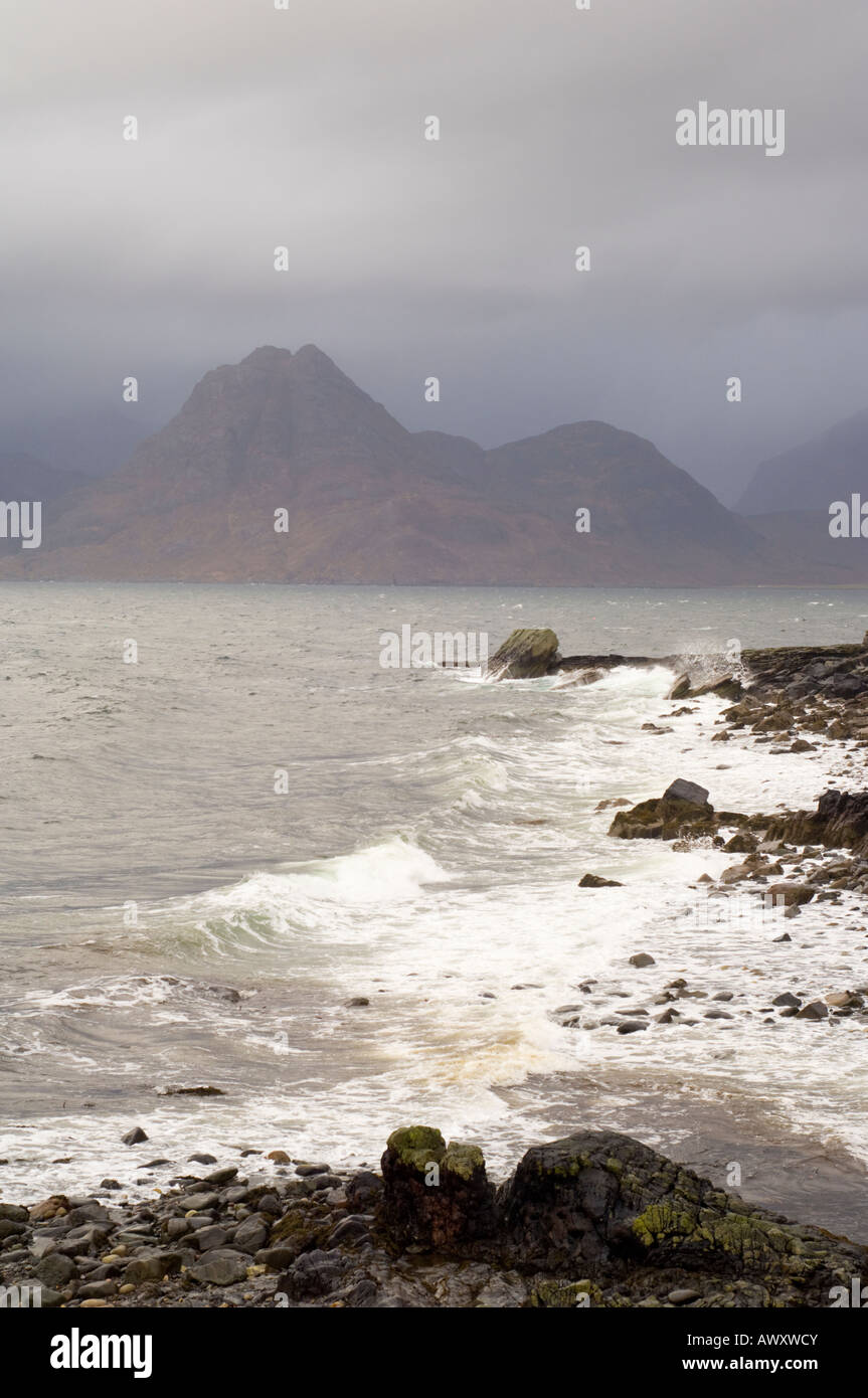 Sgurr na Stri in the Black Cuillins from Elgol, Isle of Skye. Stock Photo