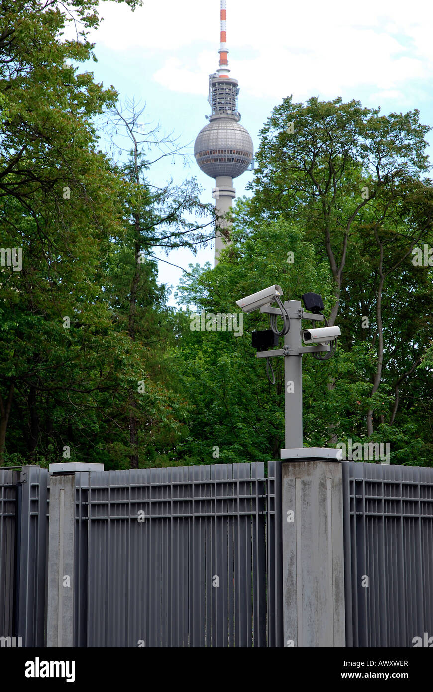 Surveillance camera and tv tower, Berlin, Germany Stock Photo Alamy