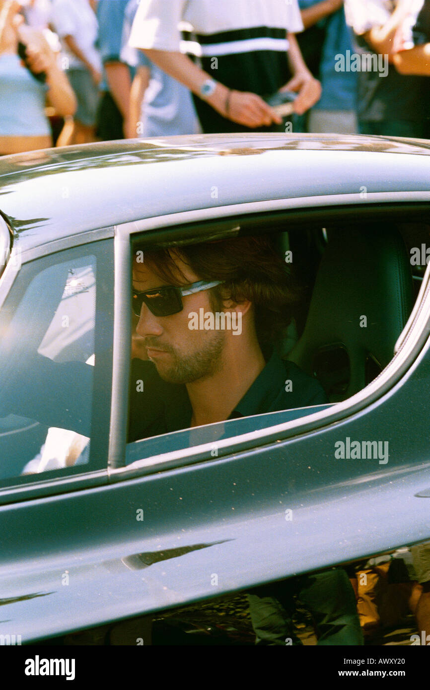 Jay Kay of Jamiroquai driving his Enzo Ferrari at the 2003 Goodwood Festival of Speed Chichester West Sussex Stock Photo