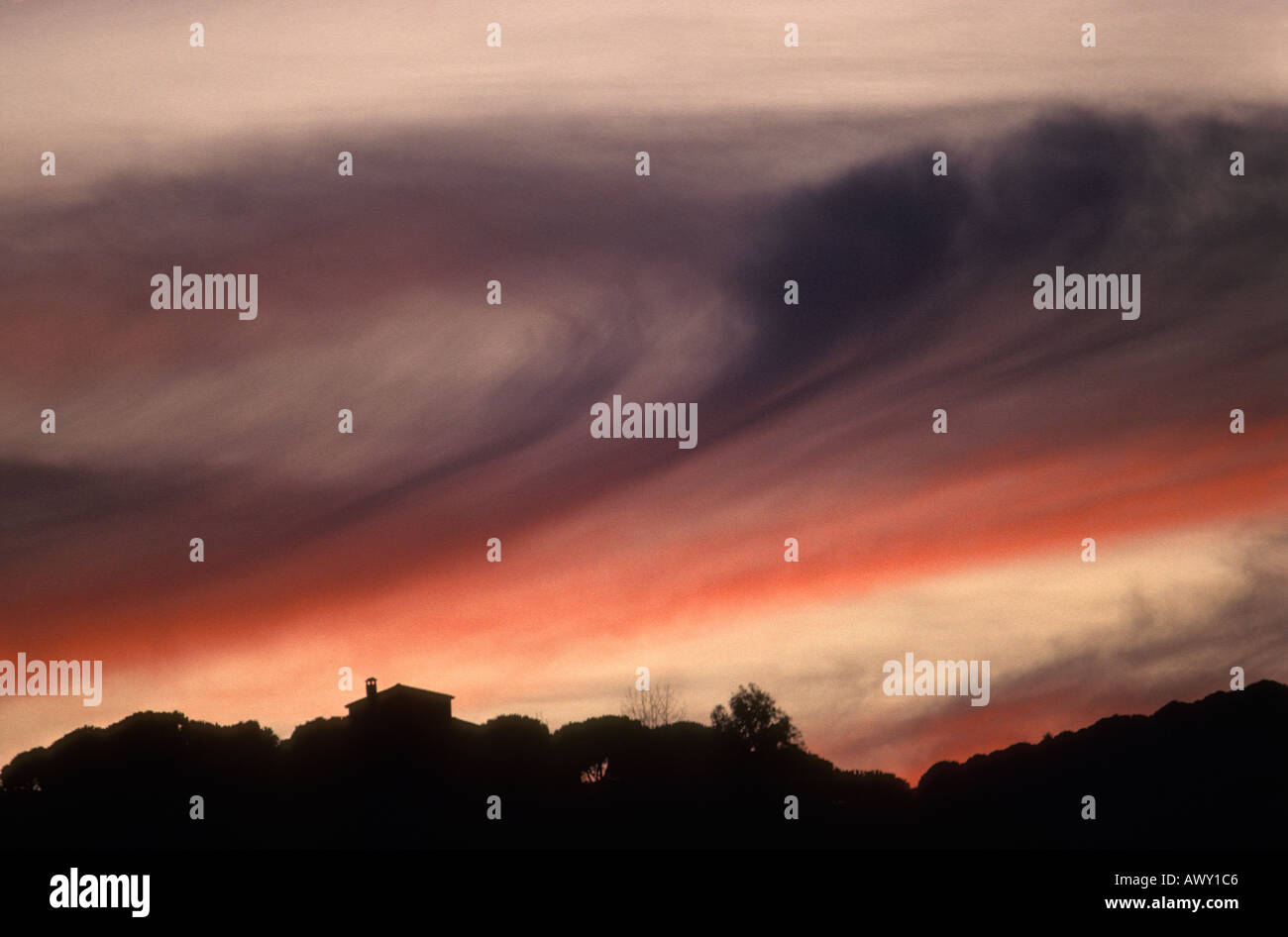 Nimbostratus clouds at sunset Stock Photo Alamy
