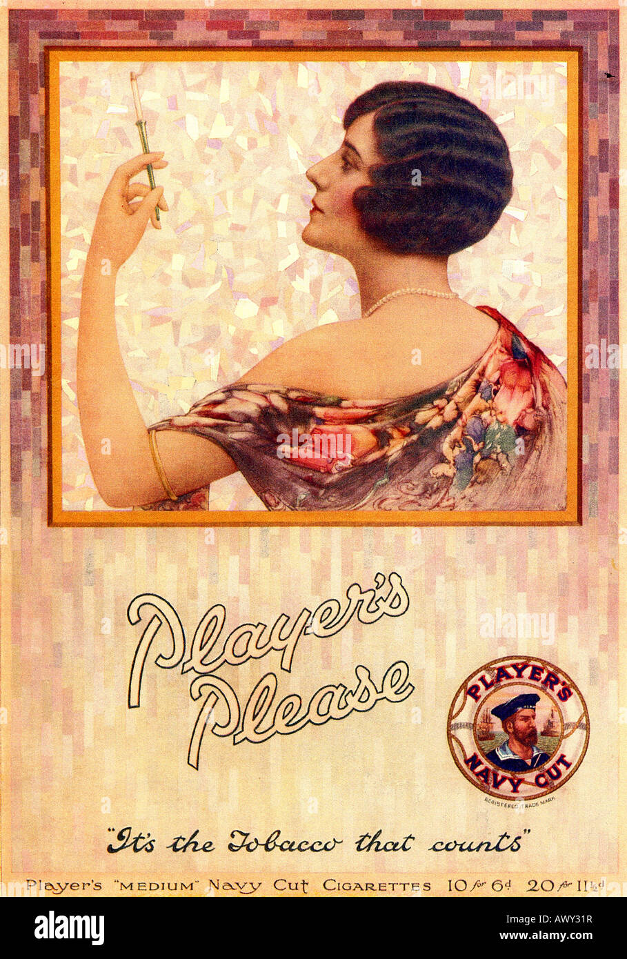 1920s advertisement for Player's Cigarettes Players Please  FOR EDITORIAL USE ONLY Stock Photo