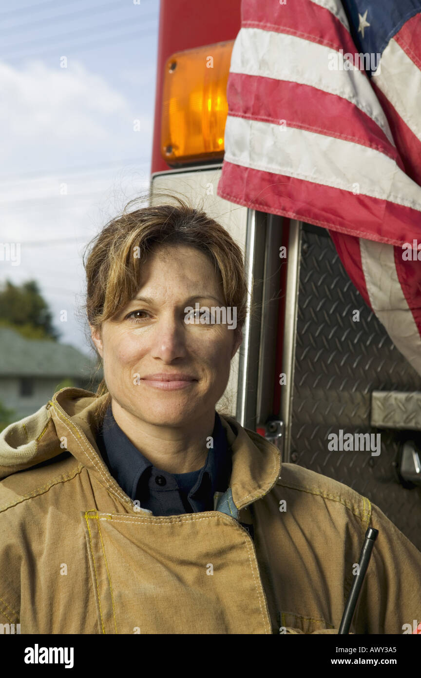 Portrait Of A Female Firefighter Stock Photo - Alamy