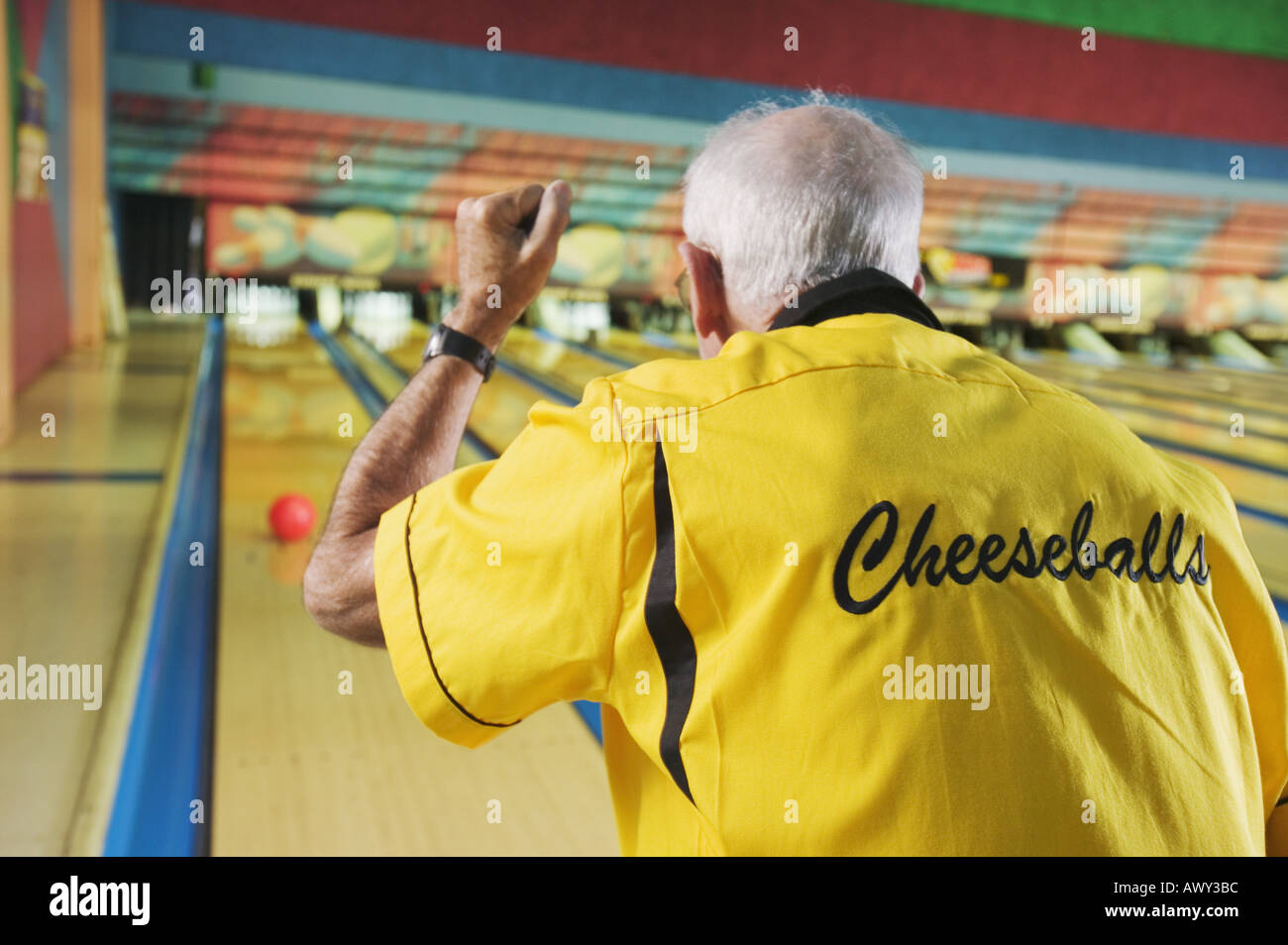 A senior man bowling Stock Photo