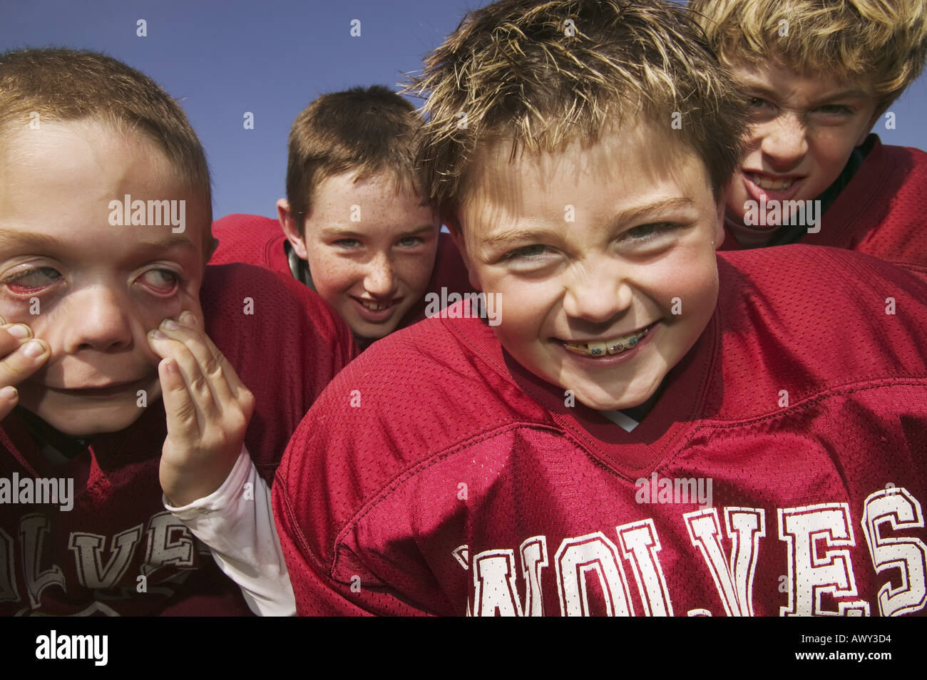 A group of young football players Stock Photo Alamy