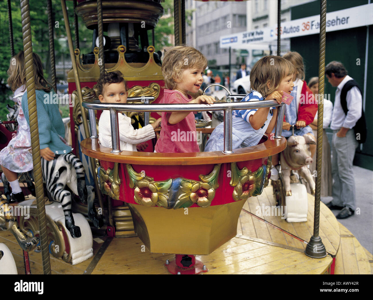 Children at funfair in Munich, Bavaria, Germany Stock Photo