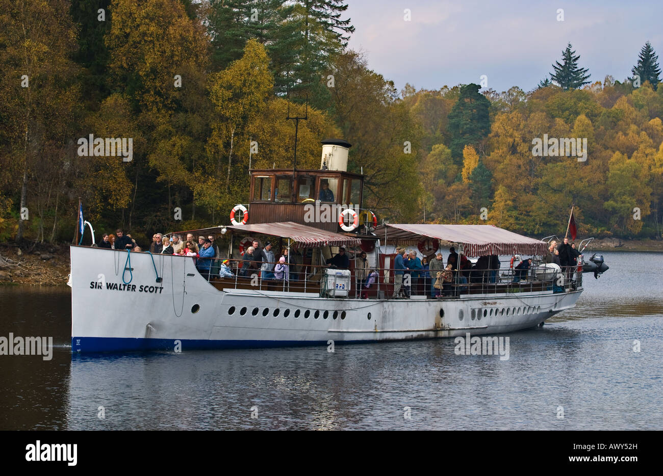 SS Sir Walter Scott on Loch Katrine Scotland UK in Autumn Stock Photo