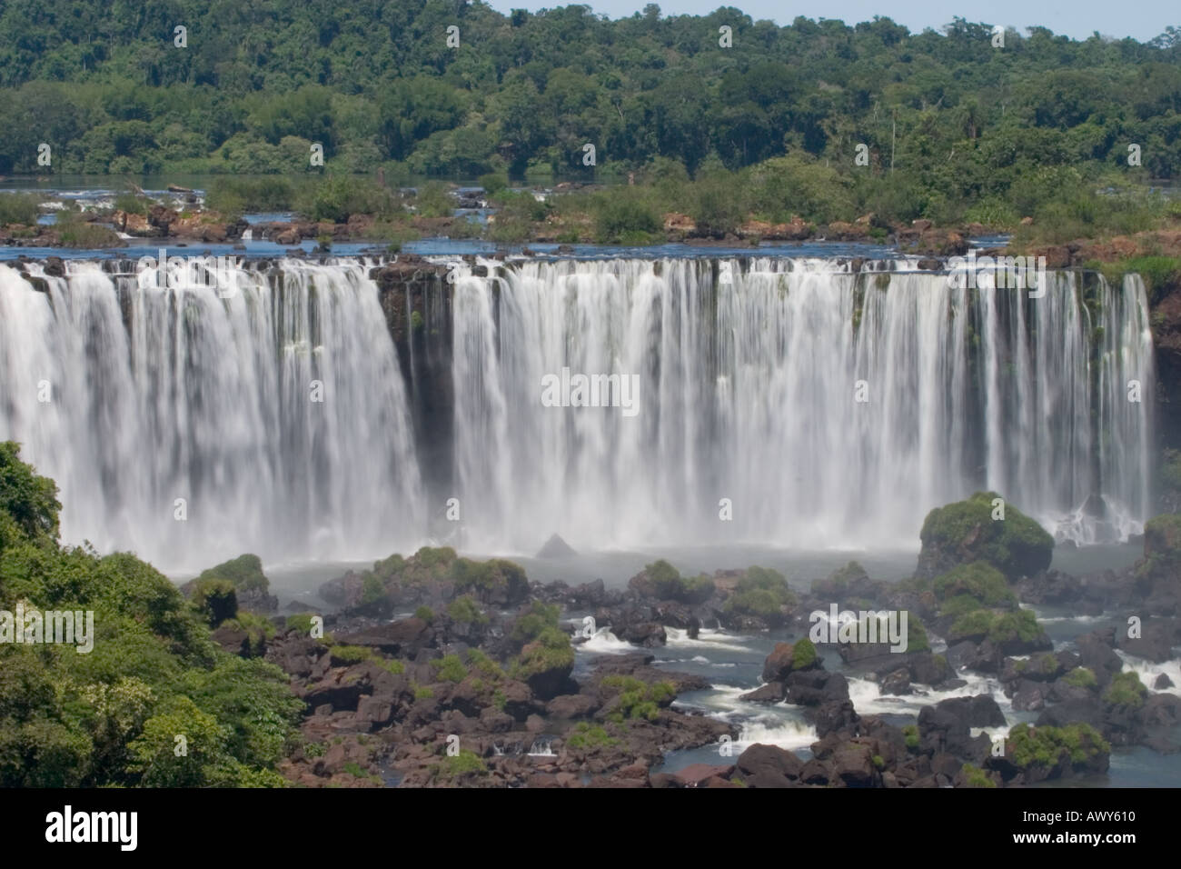 Salto Rivadavia at Iguazu Falls on the Argentine side from the Brazil side Stock Photo
