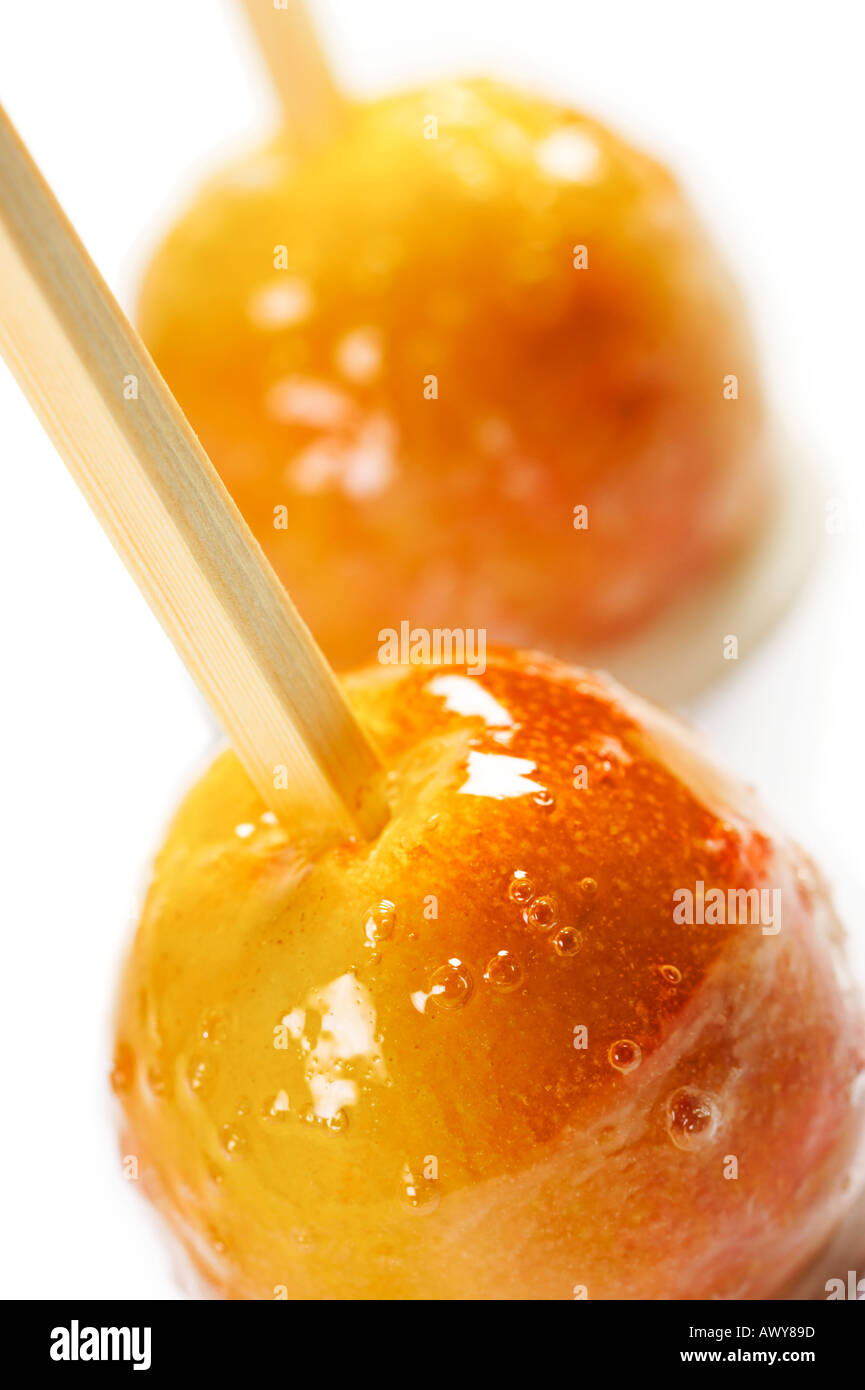 Traditional English Toffee Apples on Square Dowel Stock Photo Alamy
