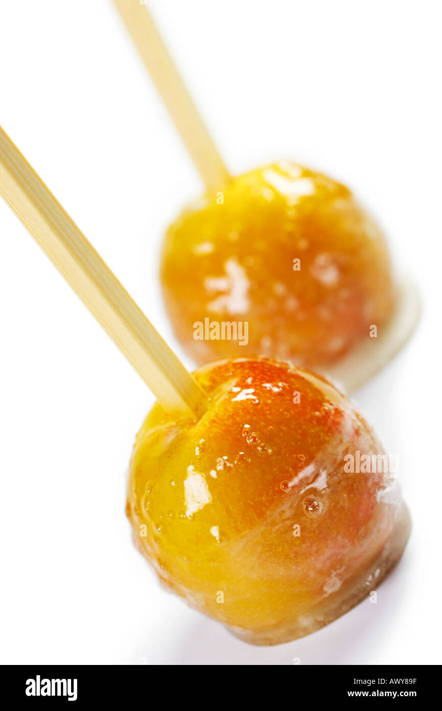 Traditional English Toffee Apples on Square Dowel Stock Photo Alamy