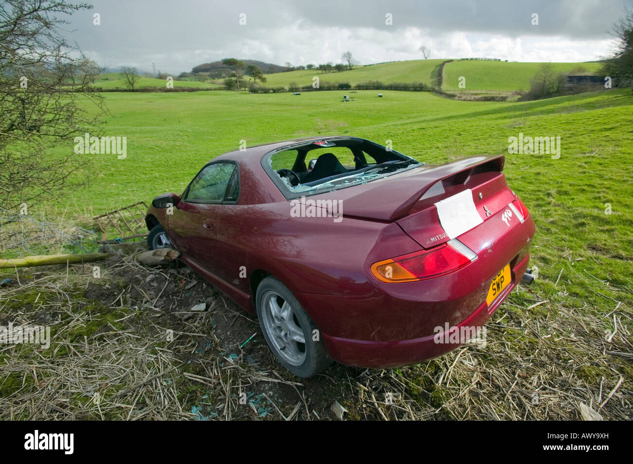 A car crash near Kendal Cumbria UK Stock Photo Alamy