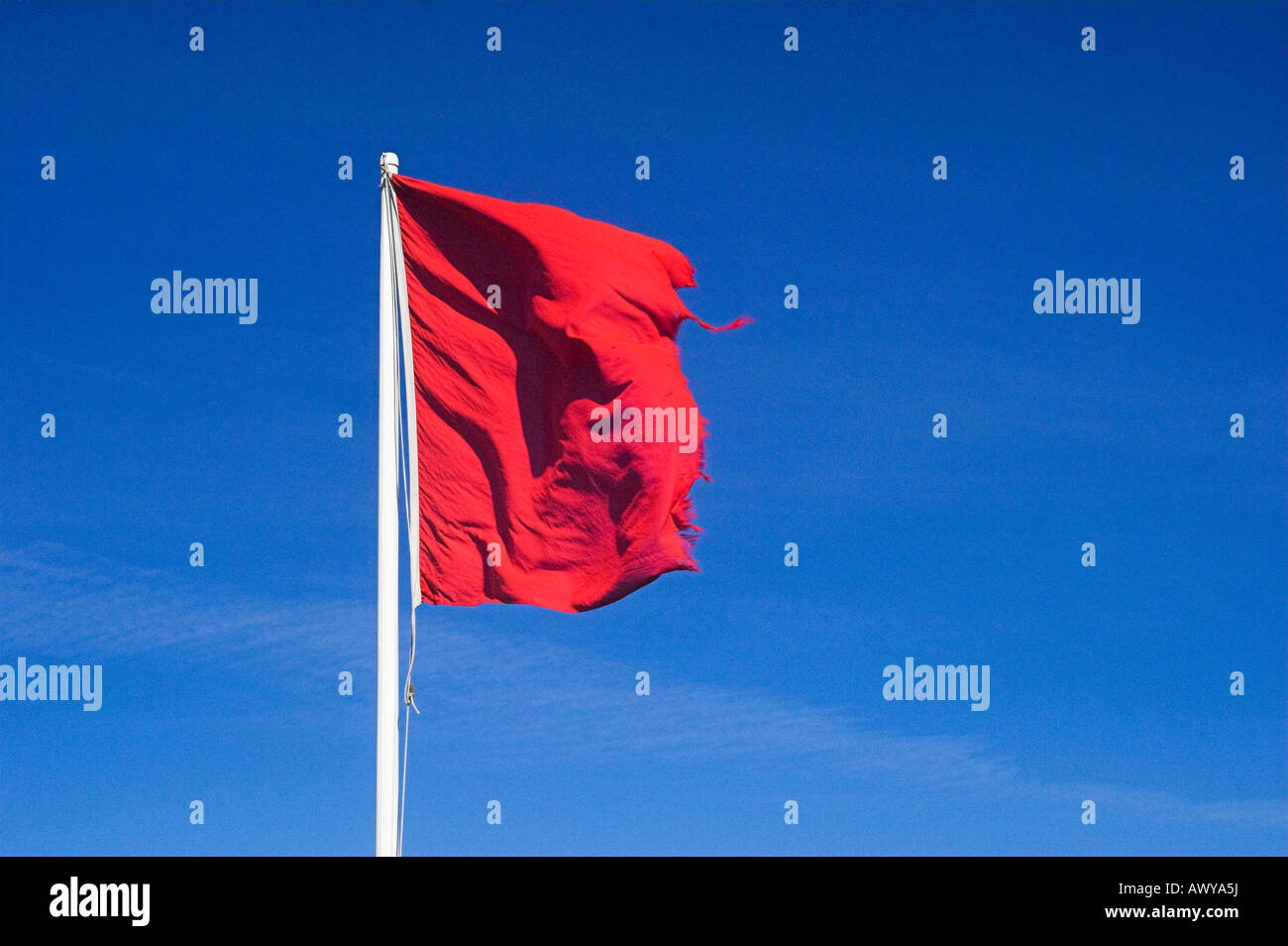 Red warning flag on a military firing range in County Durham, England. Stock Photo