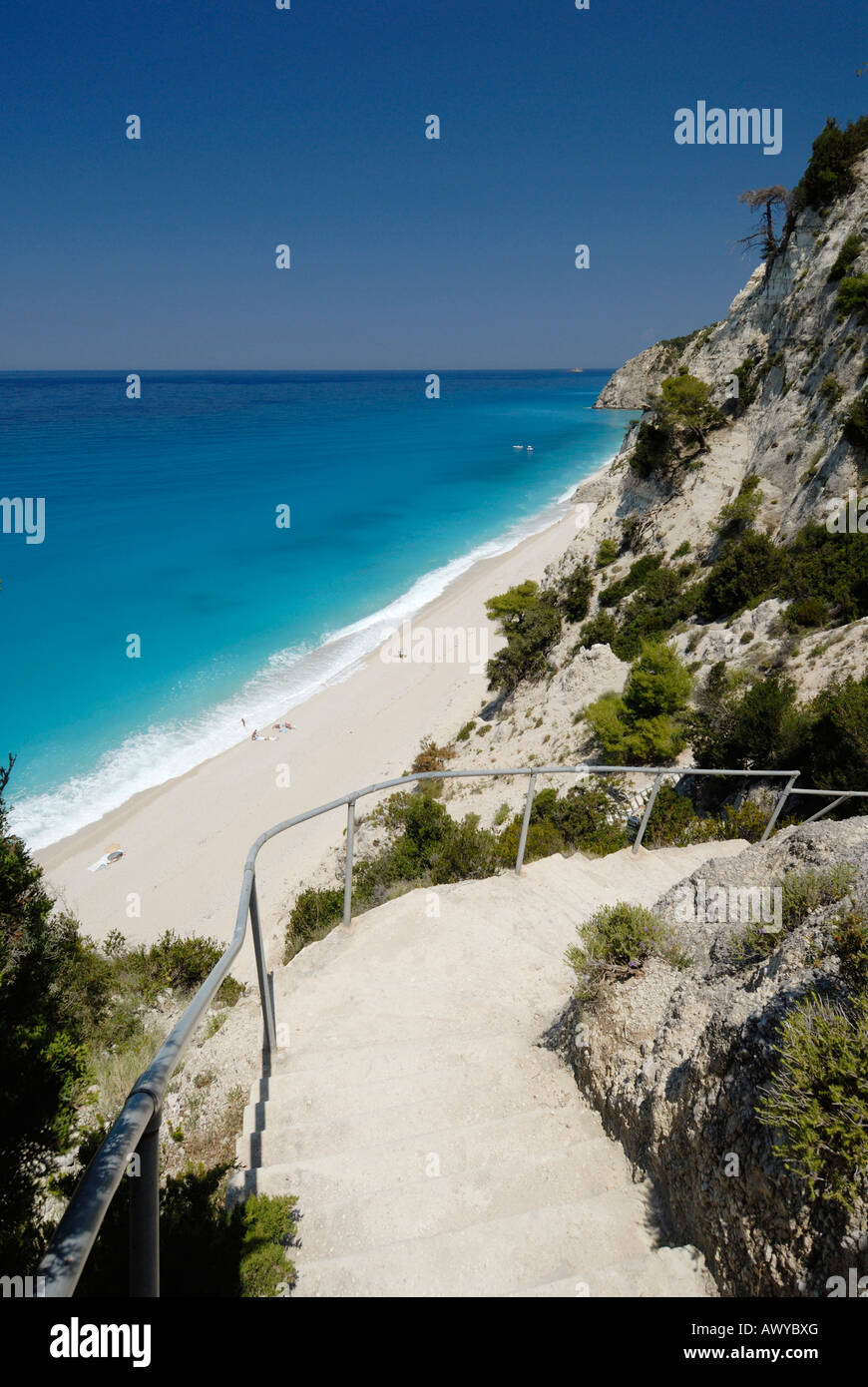 Footpath to Egremni beach, Lefkada, Eptanese, Ionian island, Greece Stock Photo