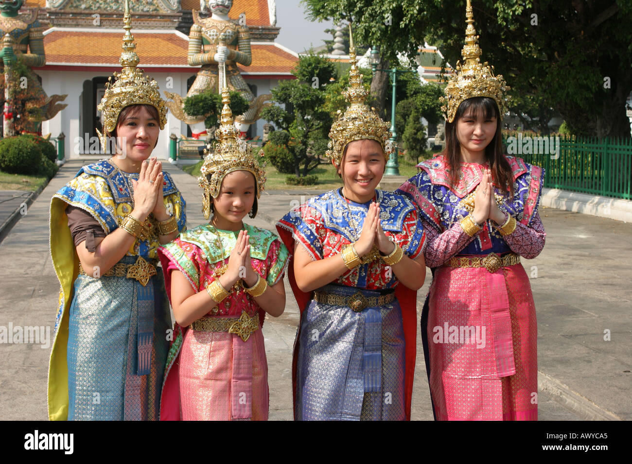 Tourists Pose in Traditional Costume Bangkok Thailand Stock Photo - Alamy