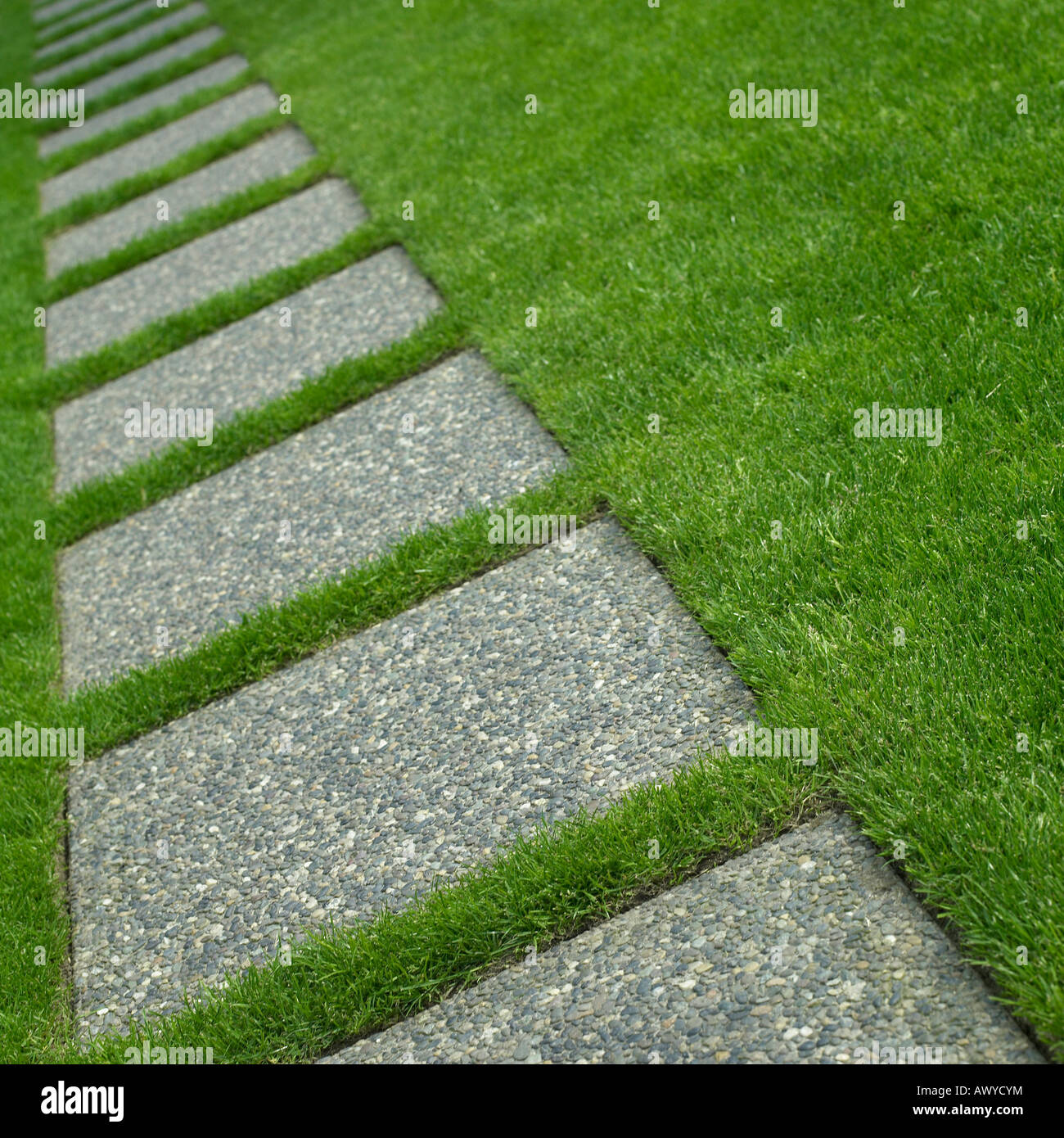 stone walkway through grass Stock Photo