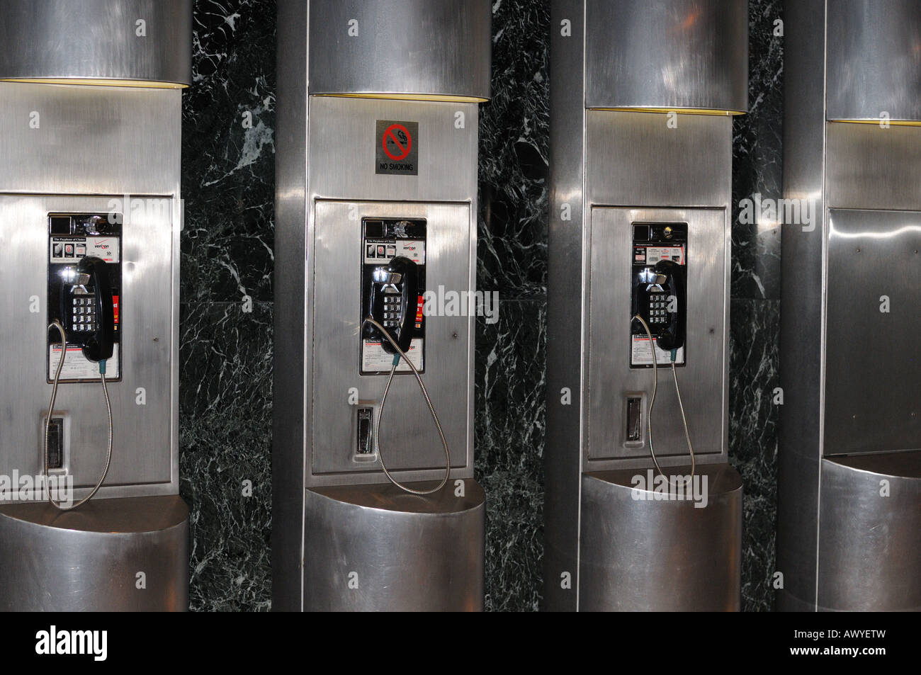 Coin telephones in an office building. Stock Photo