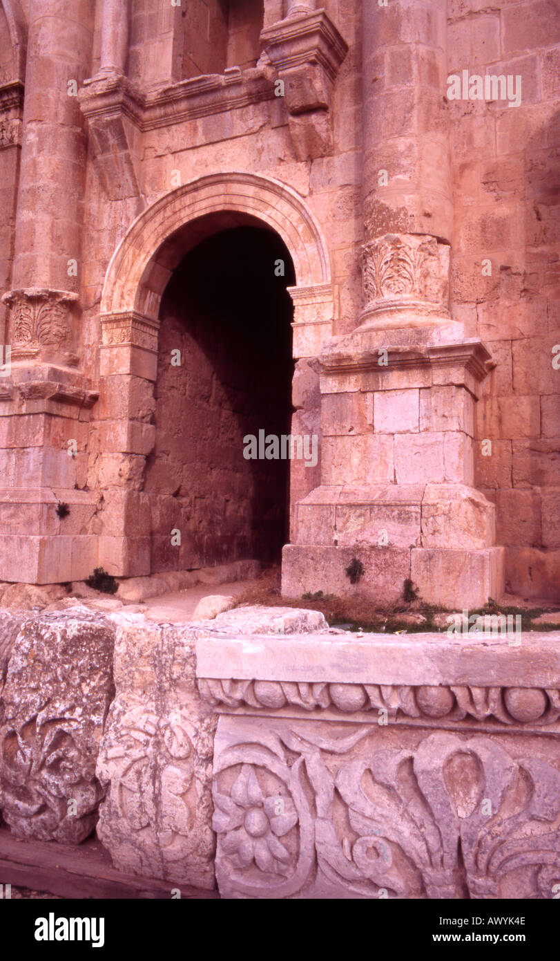 Jordan The Middle East Jerash Ancient Gerasa Hadrians Arch Stock Photo