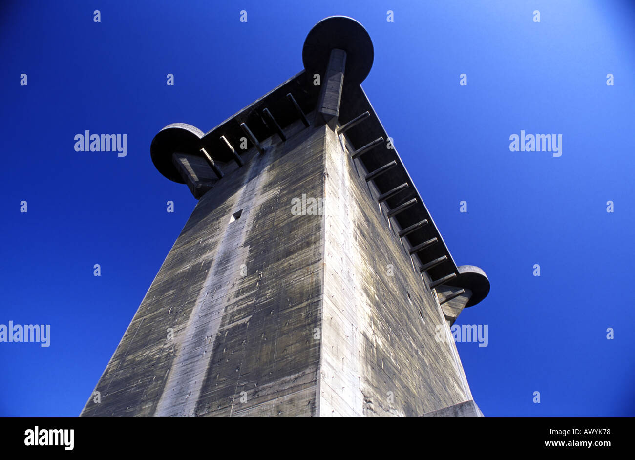 A flakturm dominates the Augarten, Vienna, Austria Stock Photo