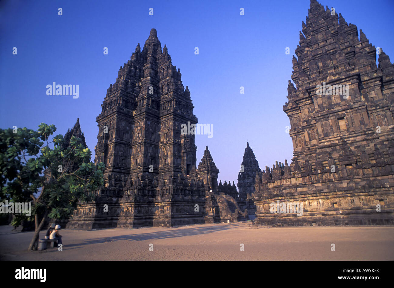 9th century Hindu temples of the central complex at Prambanan near Yogykarta Java Indonesia Stock Photo