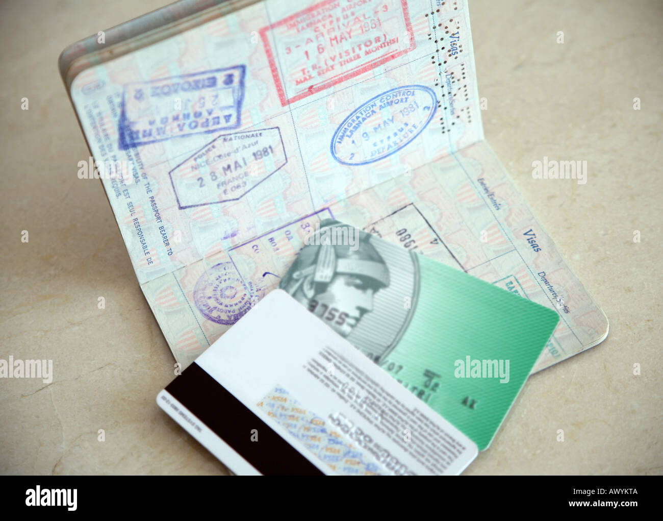 Passport and credit cards Stock Photo
