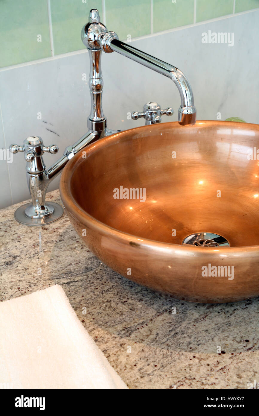 Copper bathroom sink Stock Photo Alamy