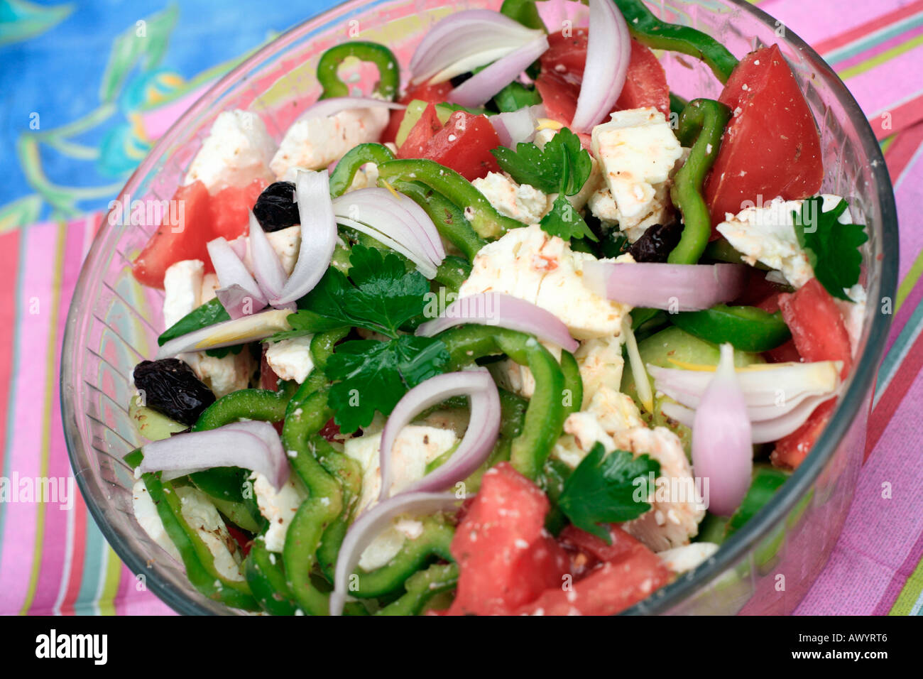 Bowl of Greek salad Stock Photo Alamy