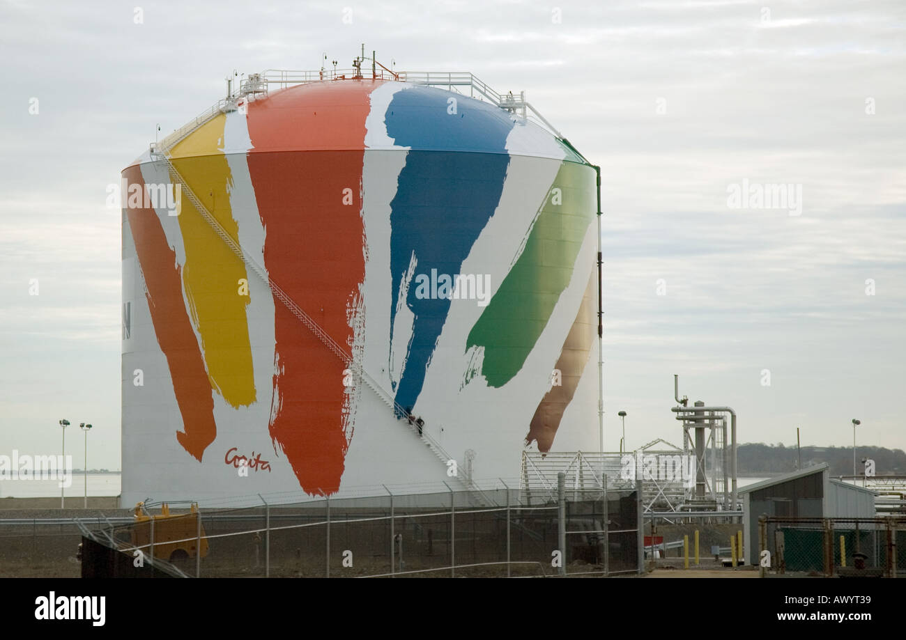 Boston Gas Tank landmark Stock Photo Alamy