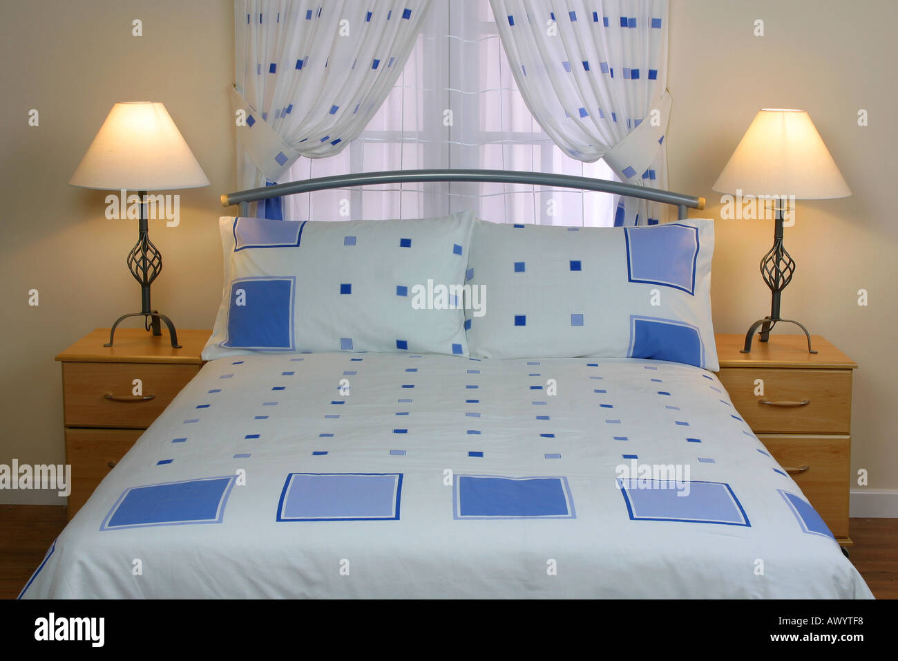 Duvet cover and bed linen on display in store Stock Photo