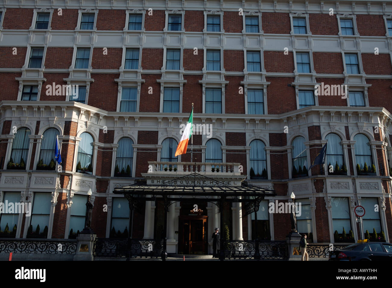 The Shelbourne Hotel, St. Stephens Green, Dublin, Ireland. A famous landmark hotel in Dublin city centre. Stock Photo