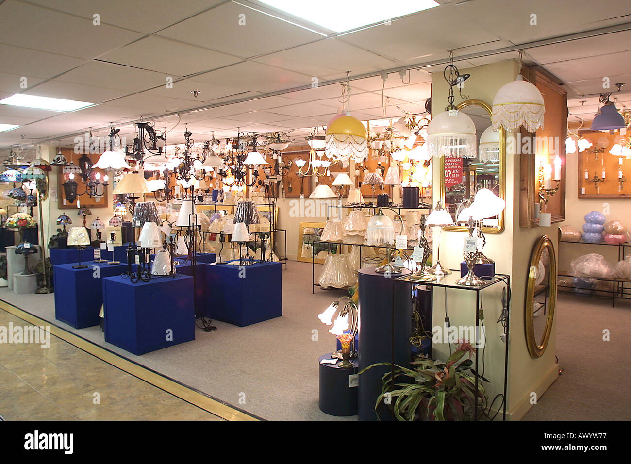 Lighting department in department store Stock Photo