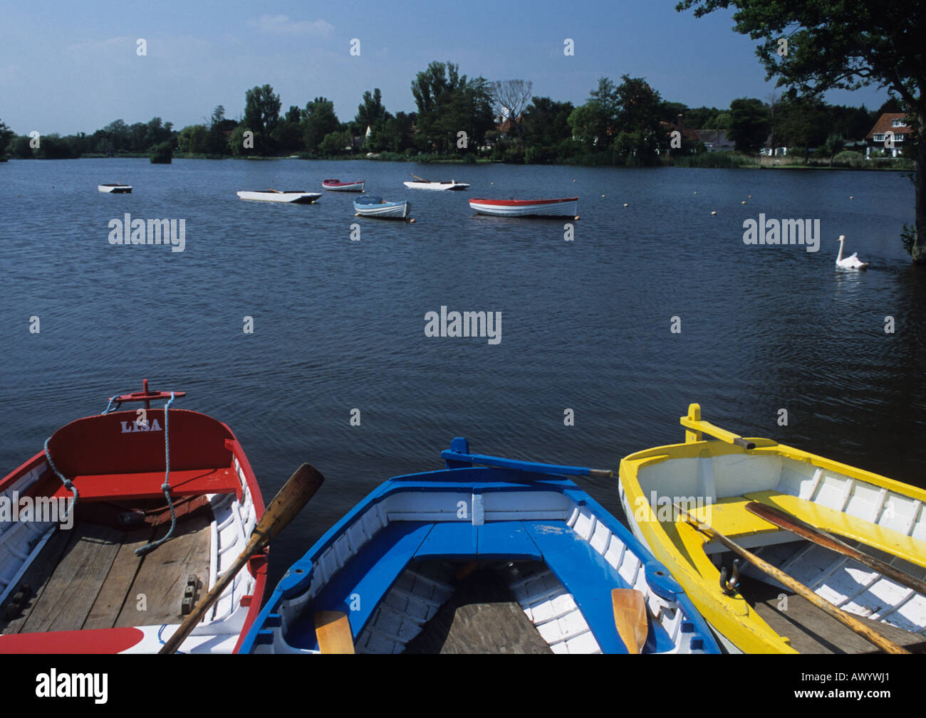 Boats At Thorpeness in Suffolk Uk Stock Photo