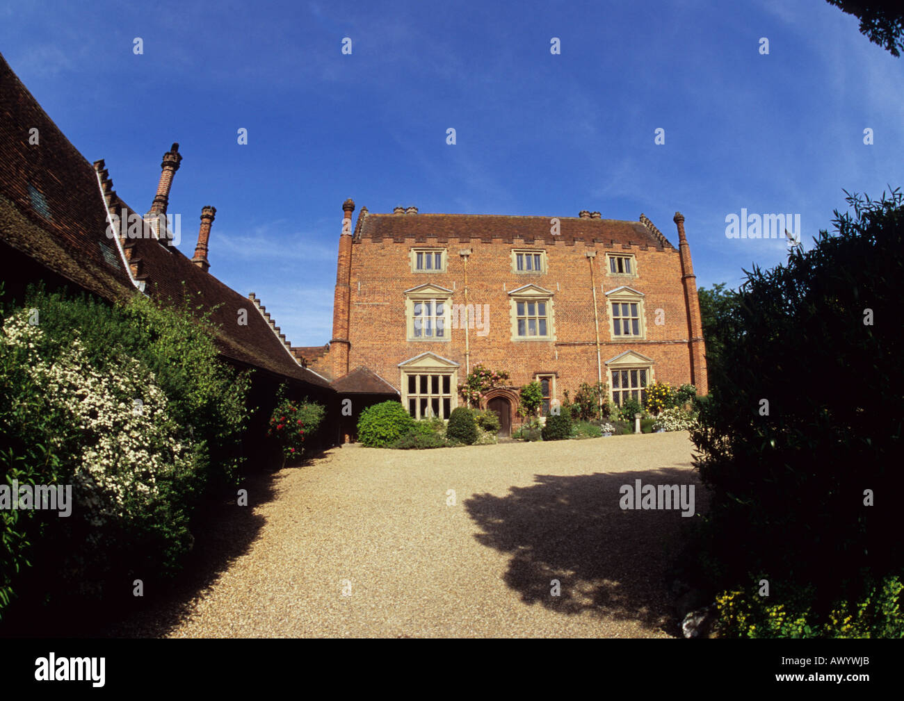 Fisheye View Of Roos Hall In Beccles in Suffolk Uk Stock Photo