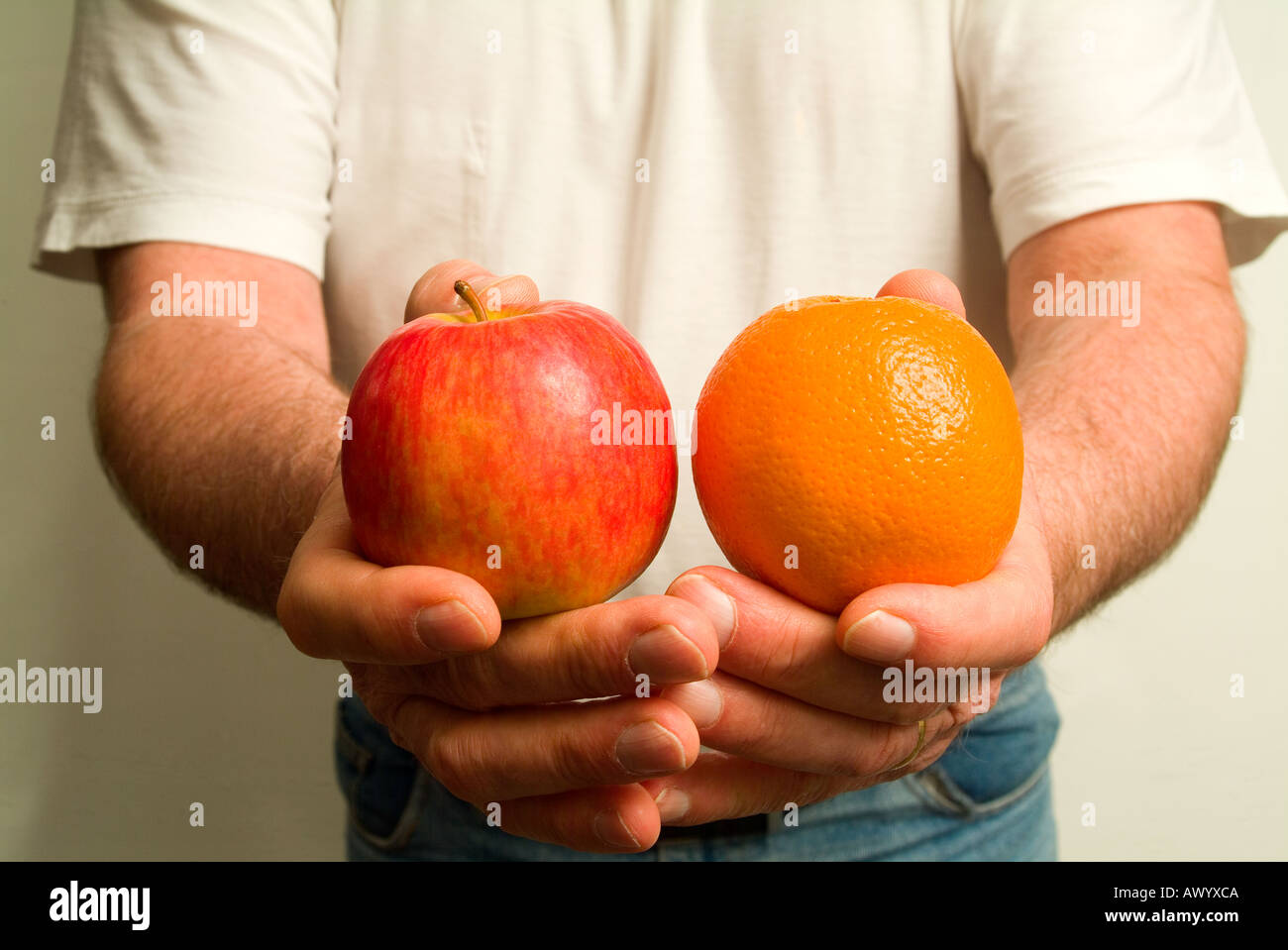 Comparing apples with oranges Stock Photo Alamy