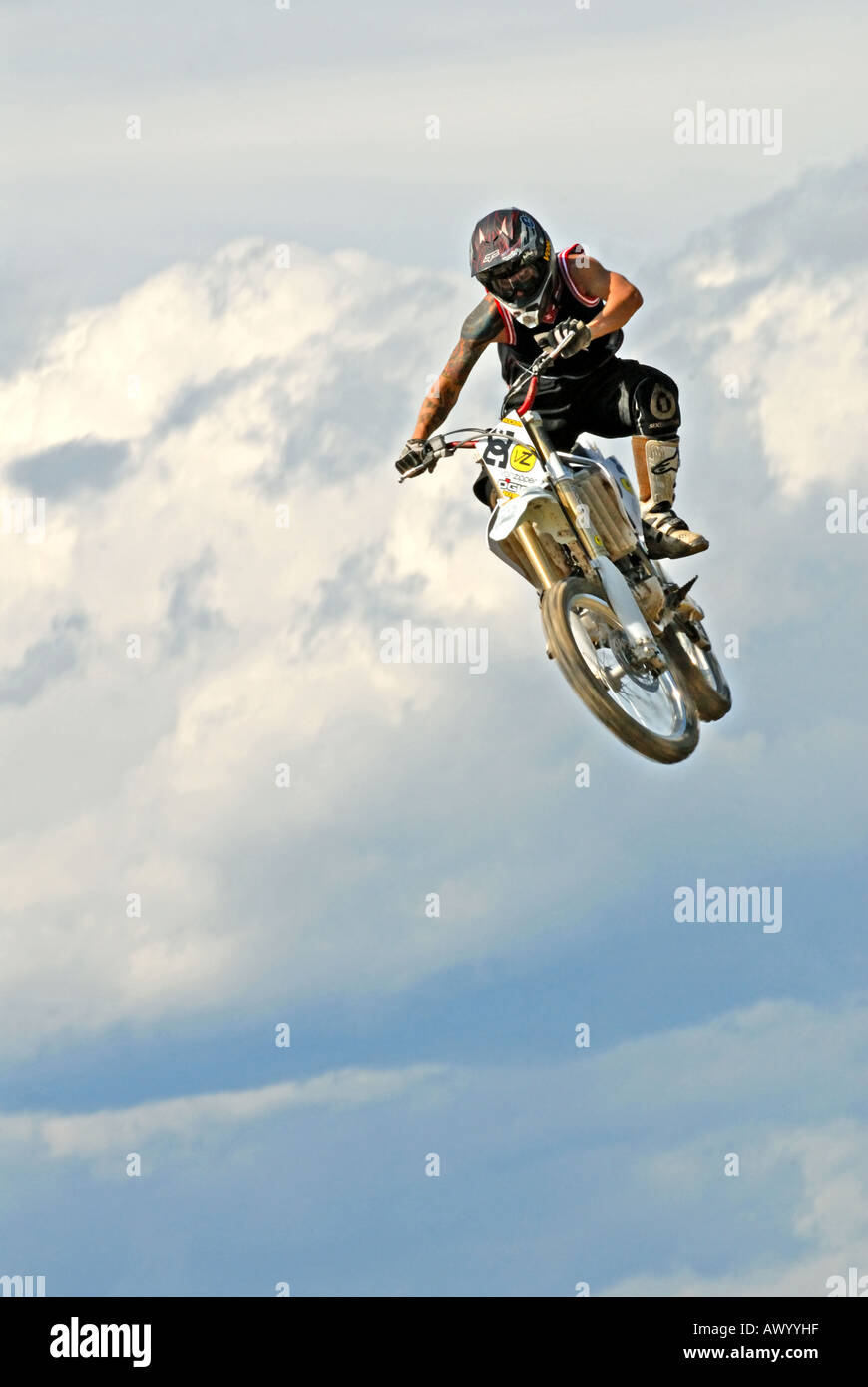 Motocross stunt rider Stock Photo