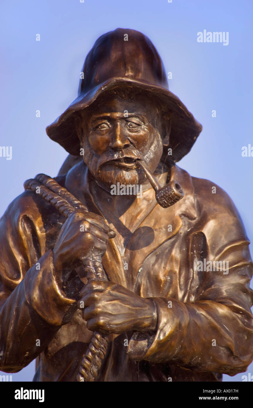 Statue of a fisherman at the Fisherman's Memorial in Rotary Park in