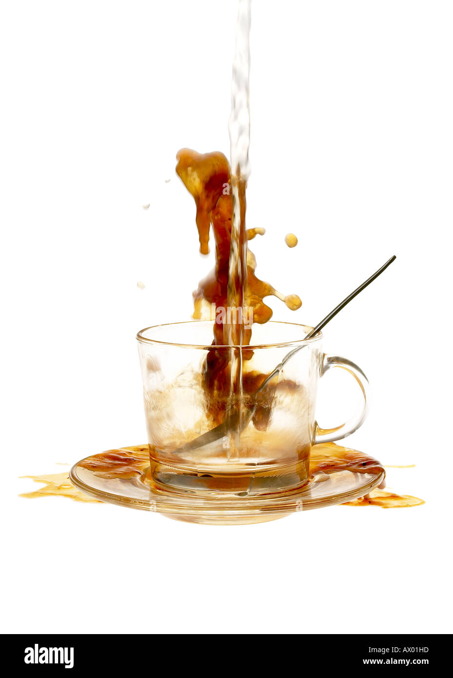 CARELESS COFFEE POURING Stock Photo