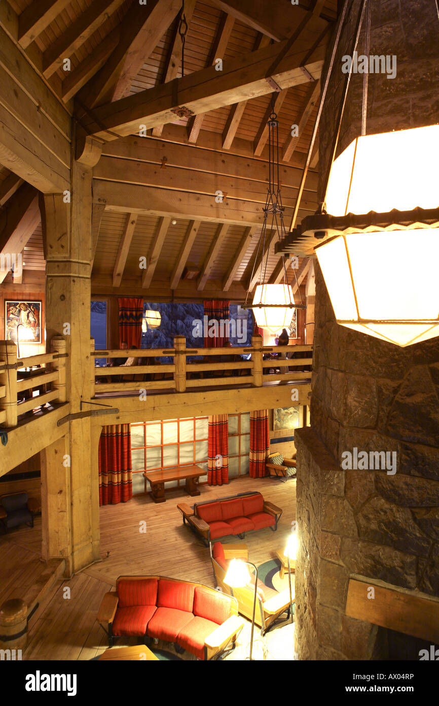 Interior shot of Timberline Lodge Mt Hood Oregon Stock Photo