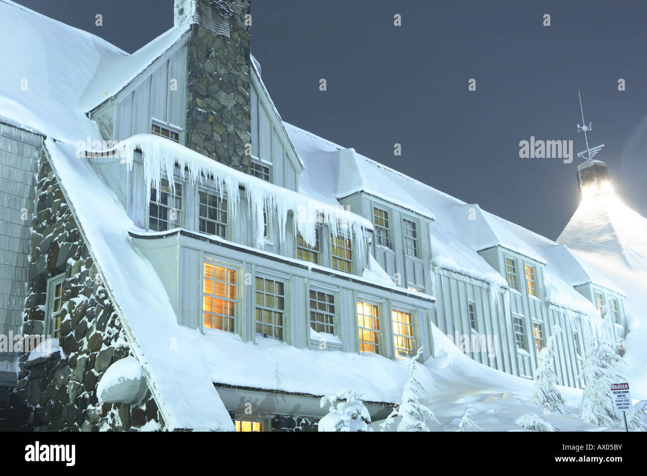 Exterior shot of Timberline Lodge Mt Hood Oregon Stock Photo